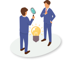 アイデアを求める2人の人物イラスト
